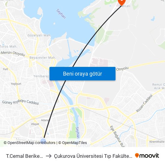 T.Cemal Beriker Blv. 4a/İstiklal Metro to Çukurova Üniversitesi Tıp Fakültesi Balcalı Hastanesi (Ç. Ü. Balcalı Hastanesi) map