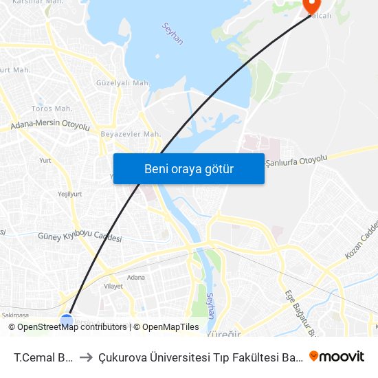 T.Cemal Beriker Blv. 9a to Çukurova Üniversitesi Tıp Fakültesi Balcalı Hastanesi (Ç. Ü. Balcalı Hastanesi) map