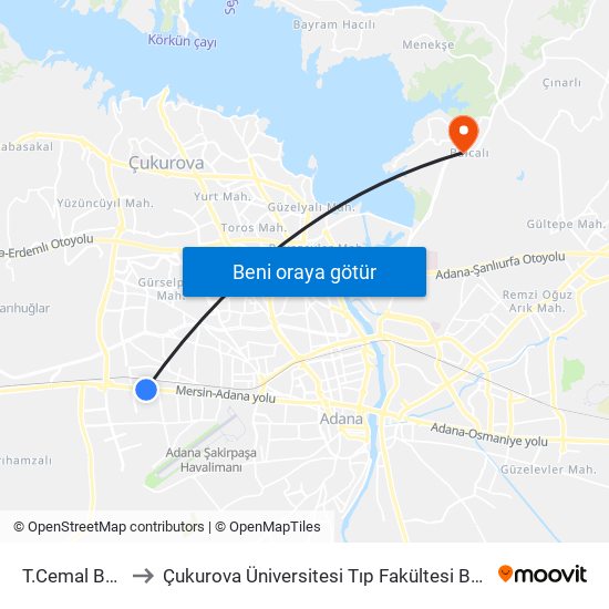 T.Cemal Beriker Blv. 16b to Çukurova Üniversitesi Tıp Fakültesi Balcalı Hastanesi (Ç. Ü. Balcalı Hastanesi) map