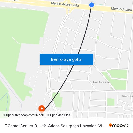 T.Cemal Beriker Blv. 9a to Adana Şakirpaşa Havaalanı Vip Salonu map