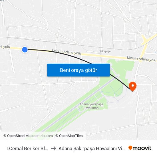 T.Cemal Beriker Blv. 16b to Adana Şakirpaşa Havaalanı Vip Salonu map