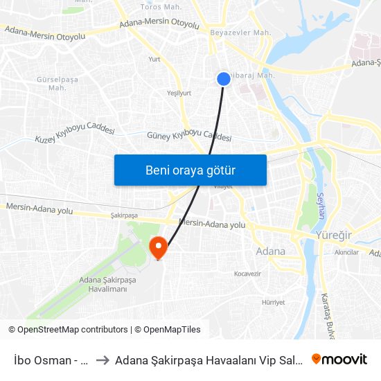 İbo Osman - 15 to Adana Şakirpaşa Havaalanı Vip Salonu map