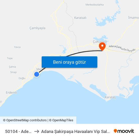 50104 - Adese to Adana Şakirpaşa Havaalanı Vip Salonu map