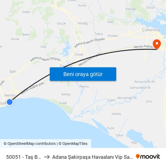 50051 - Taş Bina to Adana Şakirpaşa Havaalanı Vip Salonu map