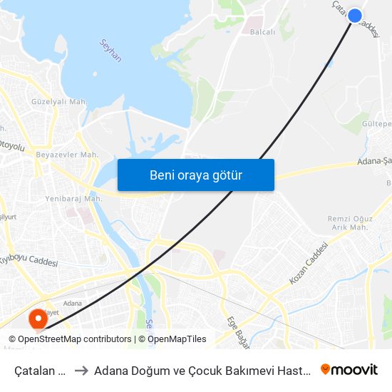 Çatalan Caddesi 6a to Adana Doğum ve Çocuk Bakımevi Hastanesi (Adana Doğ. ve Çoc. Bakımevi H) map