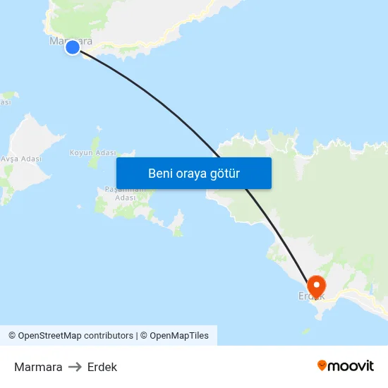 Marmara to Erdek map