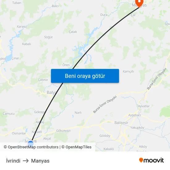 İvrindi to Manyas map
