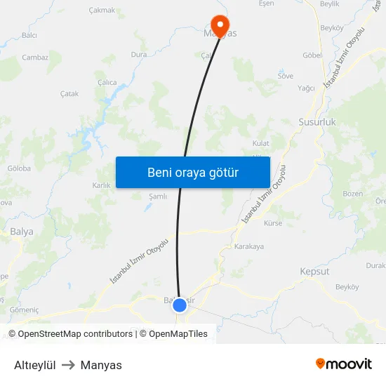 Altıeylül to Manyas map