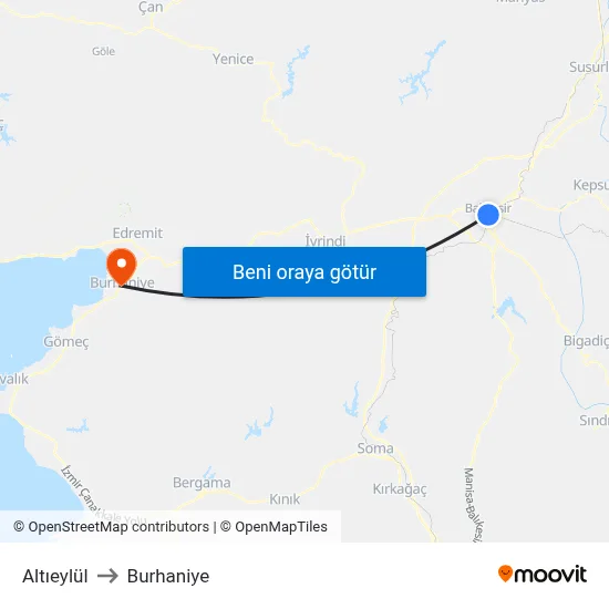 Altıeylül to Burhaniye map