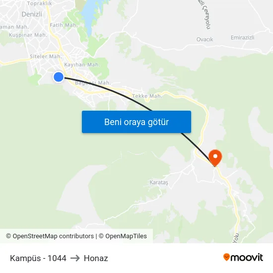 Kampüs - 1044 to Honaz map