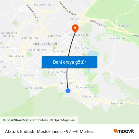 Atatürk Endüstri Meslek Lisesi - 97 to Merkez map