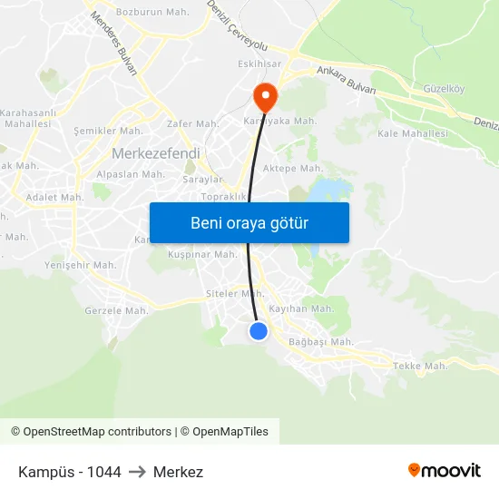 Kampüs - 1044 to Merkez map