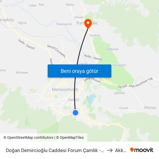 Doğan Demircioğlu Caddesi Forum Çamlık - 103 to Akköy map