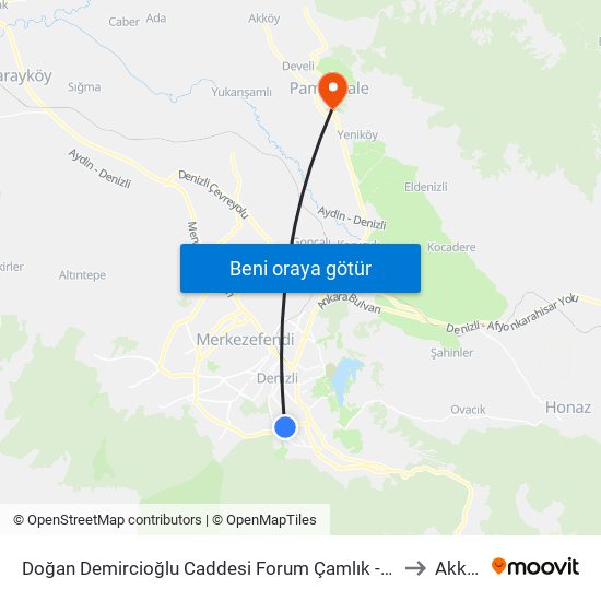 Doğan Demircioğlu Caddesi Forum Çamlık - 118 to Akköy map