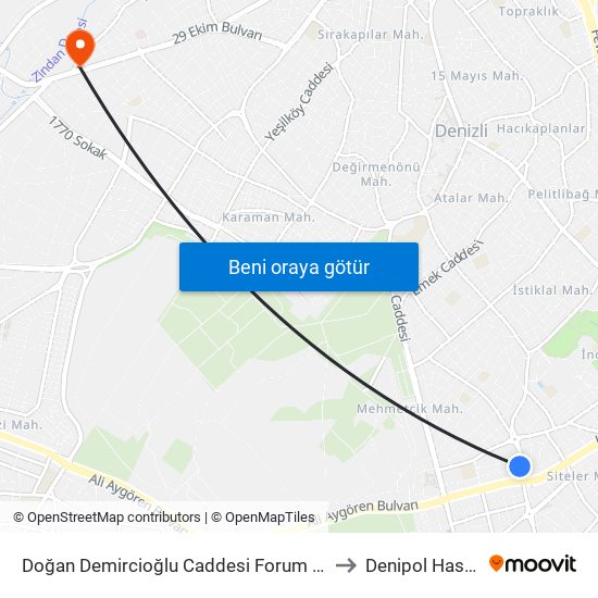 Doğan Demircioğlu Caddesi Forum Çamlık - 118 to Denipol Hastanesi map