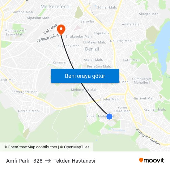 Amfi Park - 328 to Tekden Hastanesi map