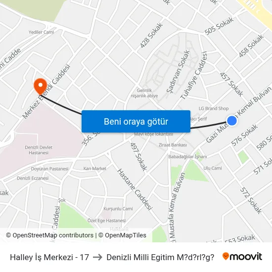 Halley İş Merkezi - 17 to Denizli Milli Egitim M?d?rl?g? map