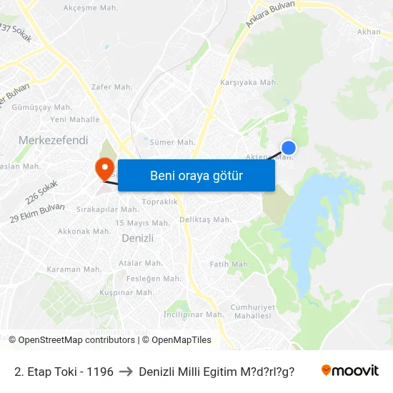 2. Etap Toki - 1196 to Denizli Milli Egitim M?d?rl?g? map