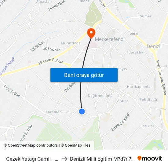 Gezek Yatağı Camii - 51 to Denizli Milli Egitim M?d?rl?g? map