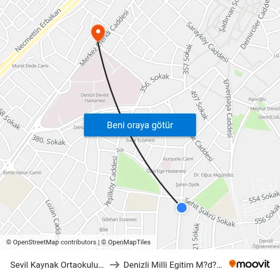 Sevil Kaynak Ortaokulu - 57 to Denizli Milli Egitim M?d?rl?g? map
