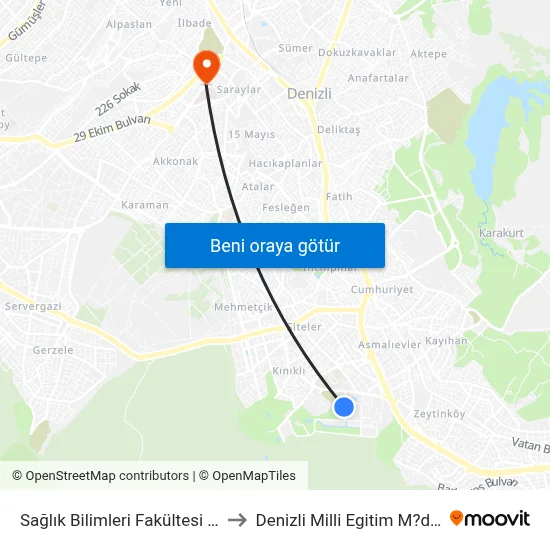 Sağlık Bilimleri Fakültesi - 1040 to Denizli Milli Egitim M?d?rl?g? map