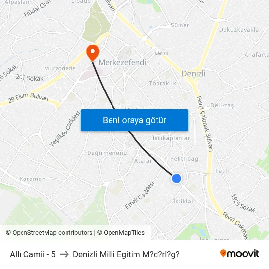 Allı Camii - 5 to Denizli Milli Egitim M?d?rl?g? map