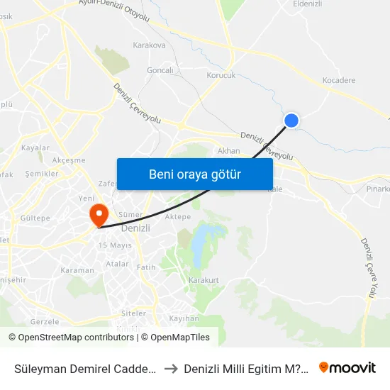 Süleyman Demirel Caddesi - 667 to Denizli Milli Egitim M?d?rl?g? map