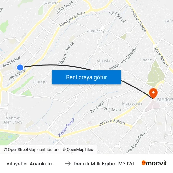 Vilayetler Anaokulu - 624 to Denizli Milli Egitim M?d?rl?g? map