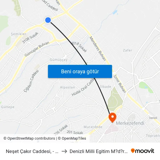 Neşet Çakır Caddesi, - 635 to Denizli Milli Egitim M?d?rl?g? map