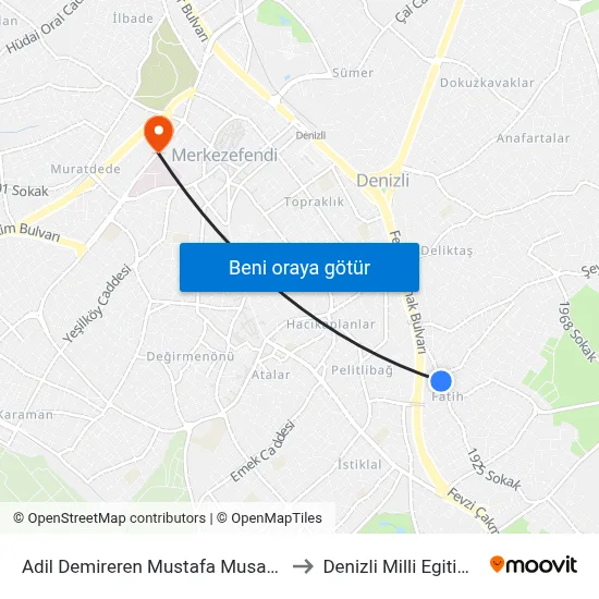 Adil Demireren Mustafa Musaoğlu İlkokulu - 247 to Denizli Milli Egitim M?d?rl?g? map