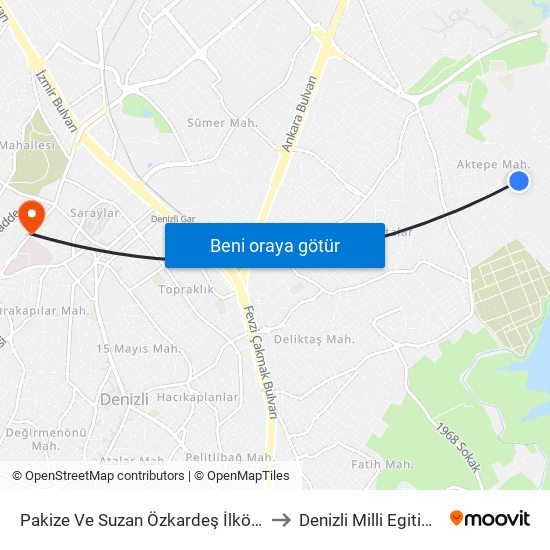 Pakize Ve Suzan Özkardeş İlköğretim Okulu - 266 to Denizli Milli Egitim M?d?rl?g? map