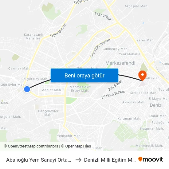 Abalıoğlu Yem Sanayi Ortaokulu - 458 to Denizli Milli Egitim M?d?rl?g? map