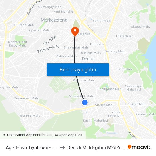 Açık Hava Tiyatrosu - 124 to Denizli Milli Egitim M?d?rl?g? map