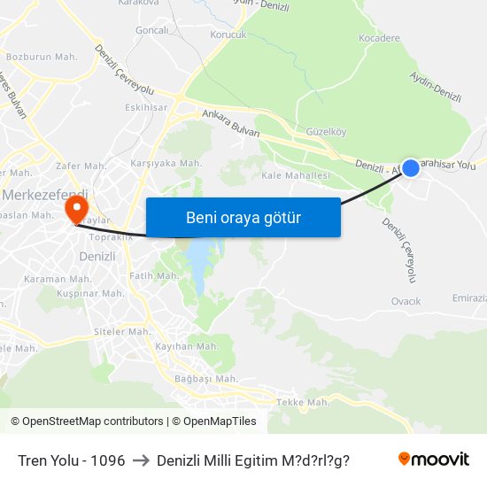 Tren Yolu - 1096 to Denizli Milli Egitim M?d?rl?g? map