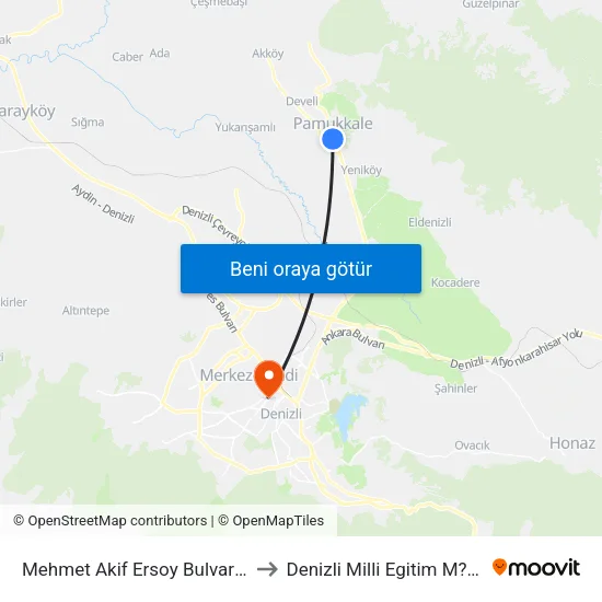 Mehmet Akif Ersoy Bulvarı - 1171 to Denizli Milli Egitim M?d?rl?g? map