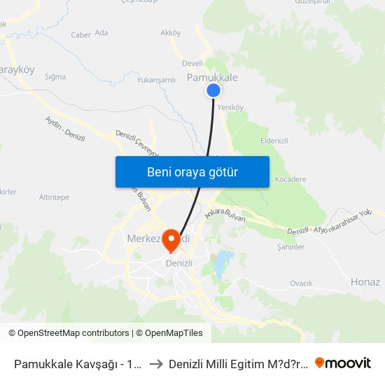 Pamukkale Kavşağı - 1178 to Denizli Milli Egitim M?d?rl?g? map