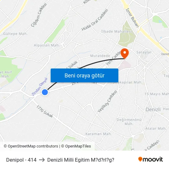 Denipol - 414 to Denizli Milli Egitim M?d?rl?g? map