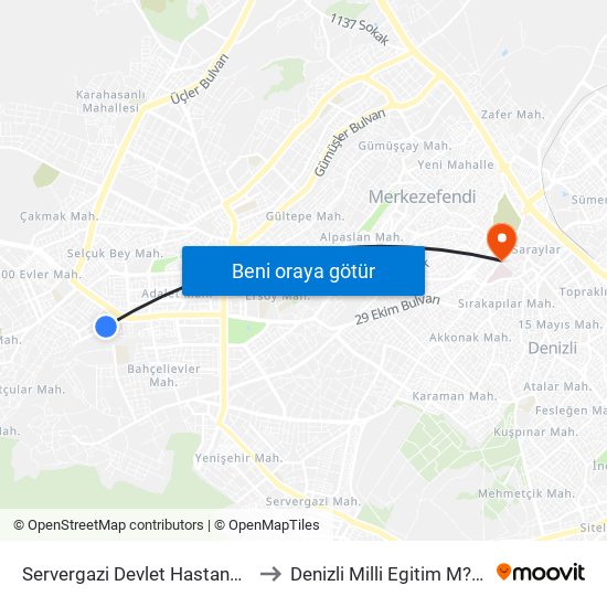 Servergazi Devlet Hastanesi - 456 to Denizli Milli Egitim M?d?rl?g? map