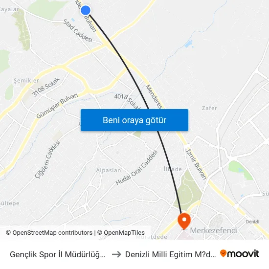 Gençlik Spor İl Müdürlüğü - 996 to Denizli Milli Egitim M?d?rl?g? map