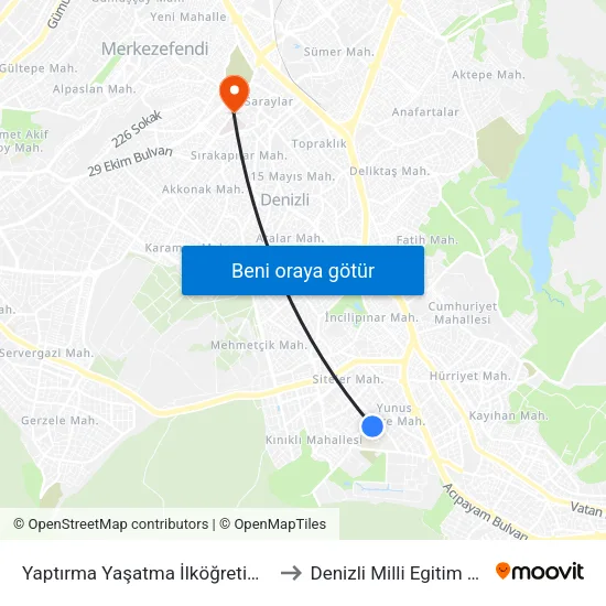Yaptırma Yaşatma İlköğretim Okulu - 117 to Denizli Milli Egitim M?d?rl?g? map
