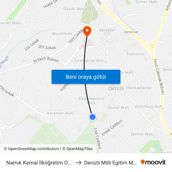 Namık Kemal İlköğretim Okulu - 779 to Denizli Milli Egitim M?d?rl?g? map