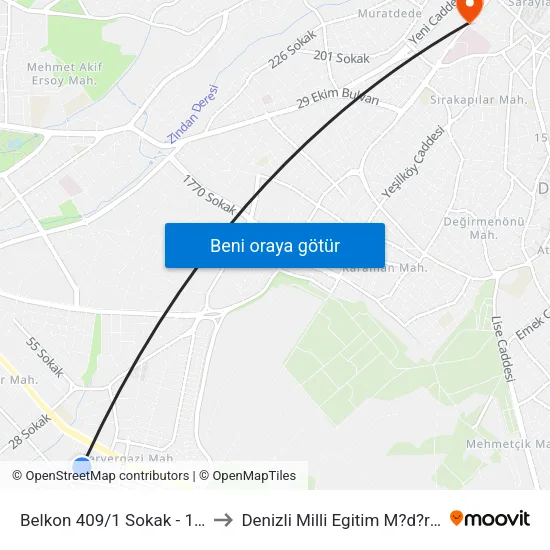Belkon 409/1 Sokak - 1800 to Denizli Milli Egitim M?d?rl?g? map