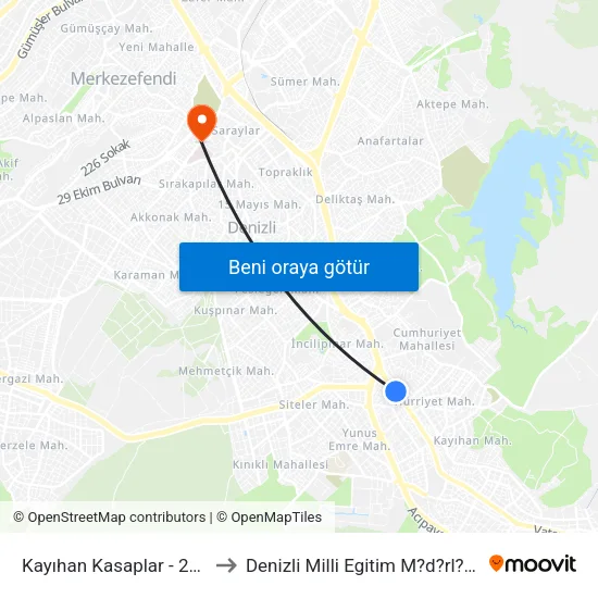 Kayıhan Kasaplar - 212 to Denizli Milli Egitim M?d?rl?g? map