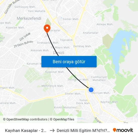 Kayıhan Kasaplar - 214 to Denizli Milli Egitim M?d?rl?g? map