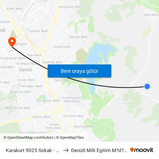 Karakurt 9025 Sokak - 1548 to Denizli Milli Egitim M?d?rl?g? map