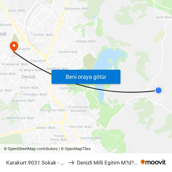 Karakurt 9031 Sokak - 1546 to Denizli Milli Egitim M?d?rl?g? map