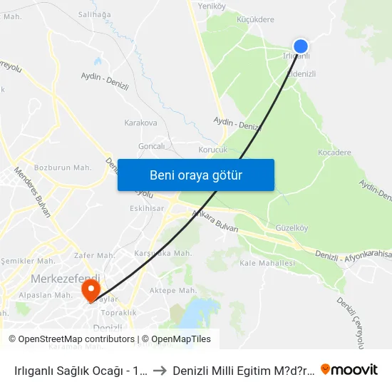 Irlıganlı Sağlık Ocağı - 1241 to Denizli Milli Egitim M?d?rl?g? map