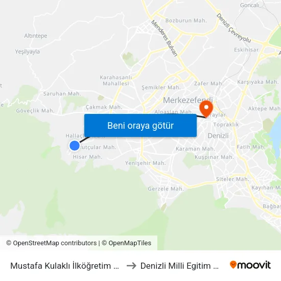 Mustafa Kulaklı İlköğretim Okulu - 538 to Denizli Milli Egitim M?d?rl?g? map
