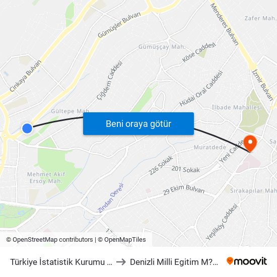 Türkiye İstatistik Kurumu - 1525 to Denizli Milli Egitim M?d?rl?g? map