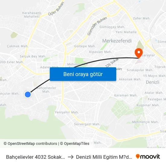 Bahçelievler 4032 Sokak - 431 to Denizli Milli Egitim M?d?rl?g? map